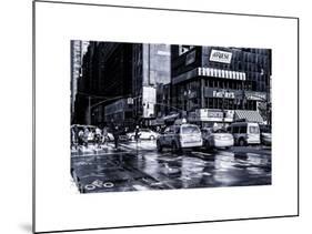 Urban Street Scene with NYC Yellow Taxis - Cabs in Winter-Philippe Hugonnard-Mounted Art Print