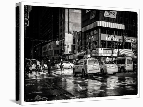 Urban Street Scene with NYC Yellow Taxis - Cabs in Winter-Philippe Hugonnard-Stretched Canvas