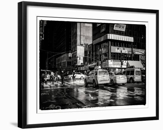 Urban Street Scene with NYC Yellow Taxis - Cabs in Winter-Philippe Hugonnard-Framed Art Print