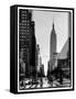 Urban Street Scene with the Empire State Building in Winter-Philippe Hugonnard-Framed Stretched Canvas