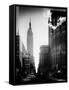 Urban Street Scene with the Empire State Building in Winter-Philippe Hugonnard-Framed Stretched Canvas