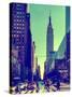 Urban Street Scene with the Empire State Building in Winter-Philippe Hugonnard-Stretched Canvas