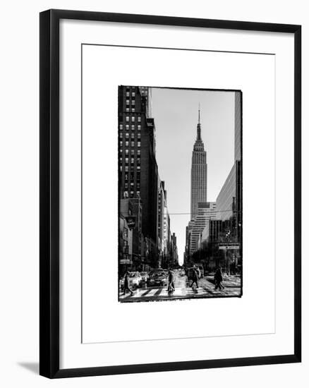 Urban Street Scene with the Empire State Building in Winter-Philippe Hugonnard-Framed Photographic Print