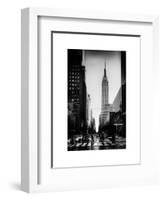 Urban Street Scene with the Empire State Building in Winter-Philippe Hugonnard-Framed Art Print