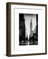 Urban Street Scene with the Empire State Building in Winter-Philippe Hugonnard-Framed Art Print