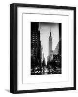 Urban Street Scene with the Empire State Building in Winter-Philippe Hugonnard-Framed Art Print