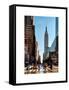 Urban Street Scene with the Empire State Building in Winter-Philippe Hugonnard-Framed Stretched Canvas