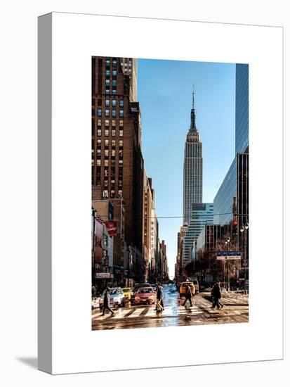 Urban Street Scene with the Empire State Building in Winter-Philippe Hugonnard-Stretched Canvas