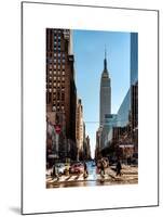 Urban Street Scene with the Empire State Building in Winter-Philippe Hugonnard-Mounted Art Print