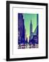 Urban Street Scene with the Empire State Building in Winter-Philippe Hugonnard-Framed Art Print