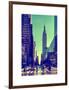 Urban Street Scene with the Empire State Building in Winter-Philippe Hugonnard-Framed Art Print