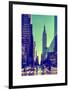 Urban Street Scene with the Empire State Building in Winter-Philippe Hugonnard-Framed Art Print