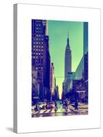 Urban Street Scene with the Empire State Building in Winter-Philippe Hugonnard-Stretched Canvas