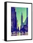 Urban Street Scene with the Empire State Building in Winter-Philippe Hugonnard-Framed Stretched Canvas