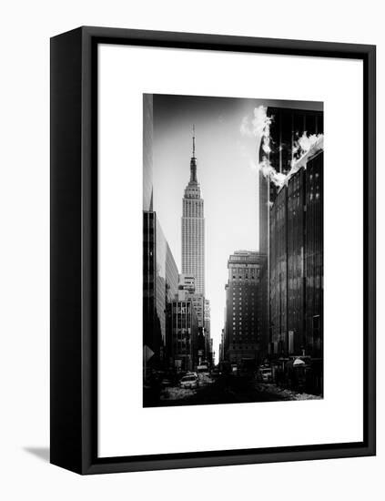 Urban Street Scene with the Empire State Building in Winter-Philippe Hugonnard-Framed Stretched Canvas