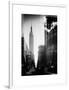 Urban Street Scene with the Empire State Building in Winter-Philippe Hugonnard-Framed Art Print