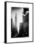 Urban Street Scene with the Empire State Building in Winter-Philippe Hugonnard-Framed Stretched Canvas