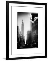 Urban Street Scene with the Empire State Building in Winter-Philippe Hugonnard-Framed Art Print