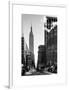 Urban Street Scene with the Empire State Building in Winter-Philippe Hugonnard-Framed Art Print