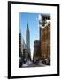 Urban Street Scene with the Empire State Building in Winter-Philippe Hugonnard-Framed Art Print