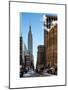 Urban Street Scene with the Empire State Building in Winter-Philippe Hugonnard-Mounted Art Print