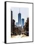 Urban Street Scene with the One World Trade Center (1WTC) in Winter-Philippe Hugonnard-Framed Stretched Canvas