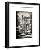 Urban Street Scene with Yellow Taxi in Winter-Philippe Hugonnard-Framed Art Print