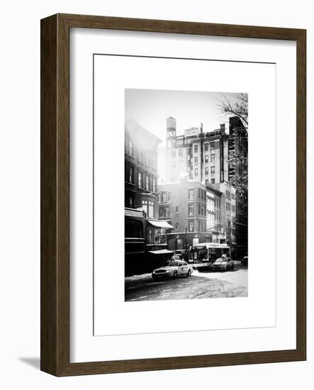 Urban Street Scene with Yellow Taxi in Winter-Philippe Hugonnard-Framed Art Print