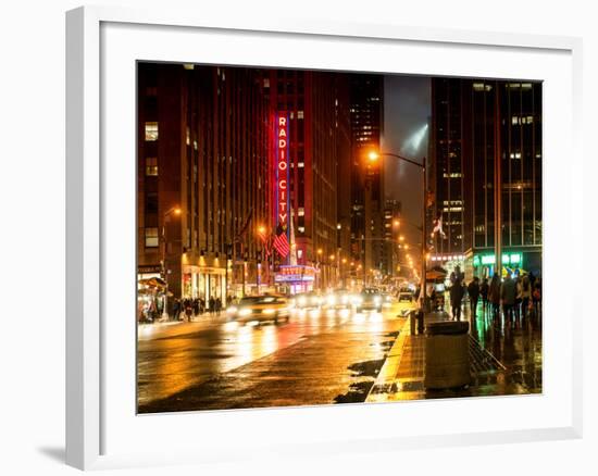 Urban Street View on Avenue of the Americas by Night-Philippe Hugonnard-Framed Photographic Print