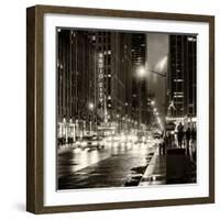 Urban Street View on Avenue of the Americas by Night-Philippe Hugonnard-Framed Photographic Print