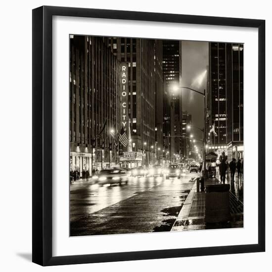 Urban Street View on Avenue of the Americas by Night-Philippe Hugonnard-Framed Photographic Print