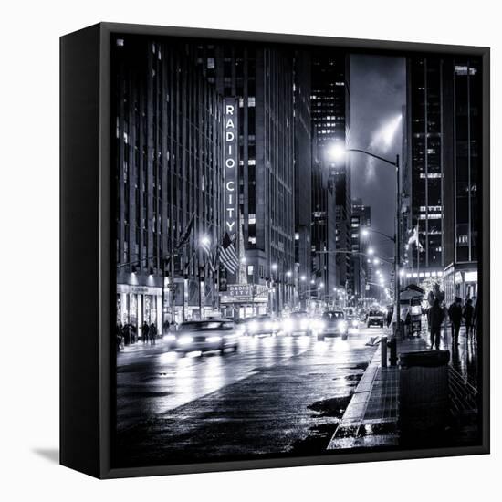 Urban Street View on Avenue of the Americas by Night-Philippe Hugonnard-Framed Stretched Canvas