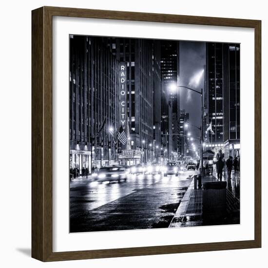 Urban Street View on Avenue of the Americas by Night-Philippe Hugonnard-Framed Photographic Print