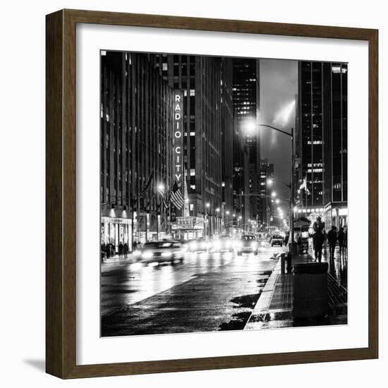 Urban Street View on Avenue of the Americas by Night-Philippe Hugonnard-Framed Photographic Print