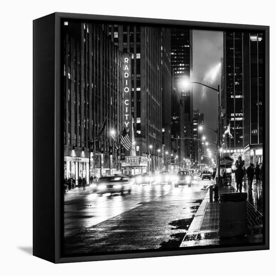 Urban Street View on Avenue of the Americas by Night-Philippe Hugonnard-Framed Stretched Canvas