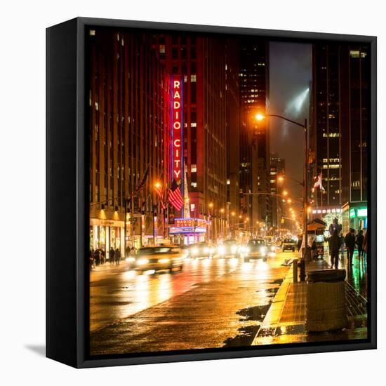 Urban Street View on Avenue of the Americas by Night-Philippe Hugonnard-Framed Stretched Canvas