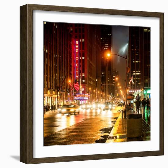 Urban Street View on Avenue of the Americas by Night-Philippe Hugonnard-Framed Photographic Print