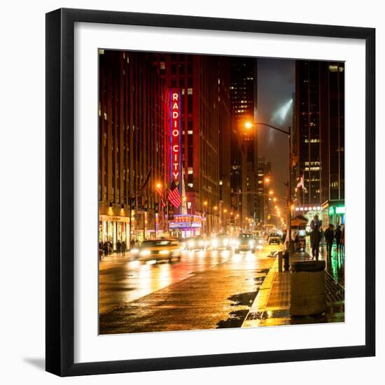 Urban Street View on Avenue of the Americas by Night-Philippe Hugonnard-Framed Photographic Print