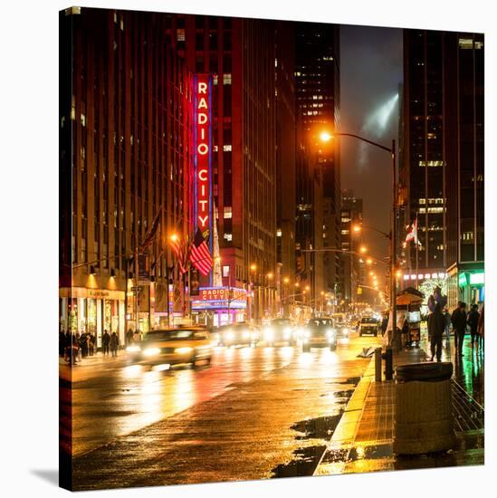 Urban Street View on Avenue of the Americas by Night-Philippe Hugonnard-Stretched Canvas