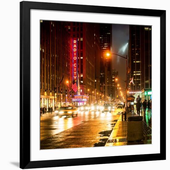 Urban Street View on Avenue of the Americas by Night-Philippe Hugonnard-Framed Photographic Print