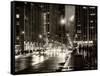 Urban Street View on Avenue of the Americas by Night-Philippe Hugonnard-Framed Stretched Canvas