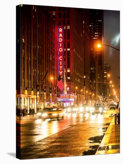 Urban Street View on Avenue of the Americas by Night-Philippe Hugonnard-Stretched Canvas