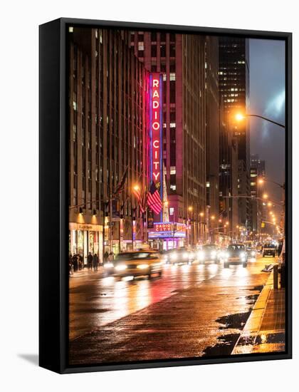 Urban Street View on Avenue of the Americas by Night-Philippe Hugonnard-Framed Stretched Canvas