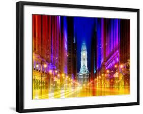 Urban Stretch Series - City Hall and Avenue of the Arts by Night - Philadelphia - Pennsylvania-Philippe Hugonnard-Framed Photographic Print