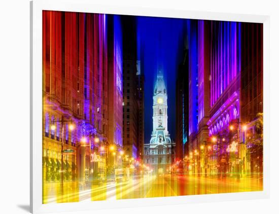 Urban Stretch Series - City Hall and Avenue of the Arts by Night - Philadelphia - Pennsylvania-Philippe Hugonnard-Framed Photographic Print