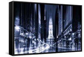 Urban Stretch Series - City Hall and Avenue of the Arts by Night - Philadelphia-Philippe Hugonnard-Framed Stretched Canvas