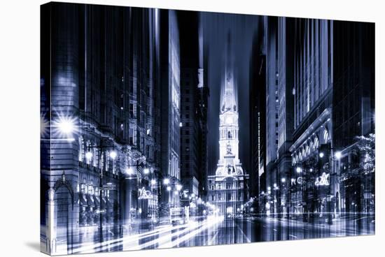 Urban Stretch Series - City Hall and Avenue of the Arts by Night - Philadelphia-Philippe Hugonnard-Stretched Canvas