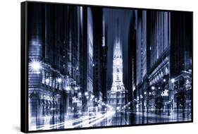 Urban Stretch Series - City Hall and Avenue of the Arts by Night - Philadelphia-Philippe Hugonnard-Framed Stretched Canvas