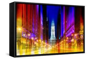 Urban Stretch Series - City Hall and Avenue of the Arts by Night - Philadelphia-Philippe Hugonnard-Framed Stretched Canvas