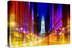 Urban Stretch Series - City Hall and Avenue of the Arts by Night - Philadelphia-Philippe Hugonnard-Stretched Canvas